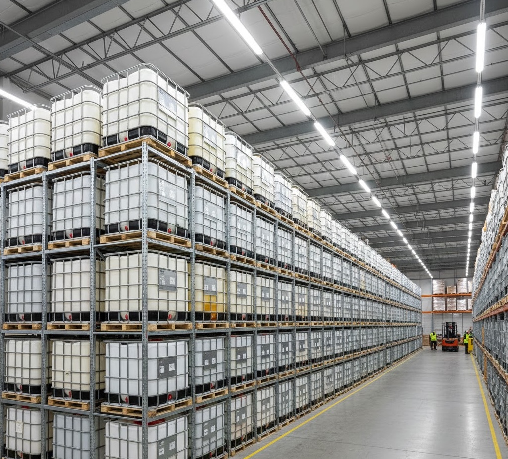 IBC tote with measurement reference